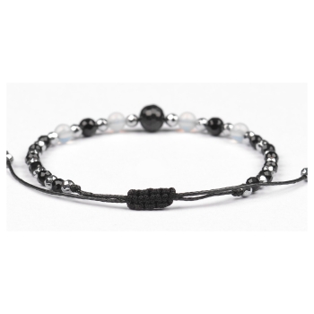 Bransoletka celebrytka czarny TURMALIN OPAL HEMATYT ochrona i przyjaźń